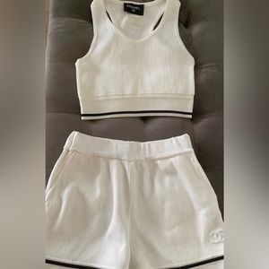 Chanel short and tank set white and black from the 90s